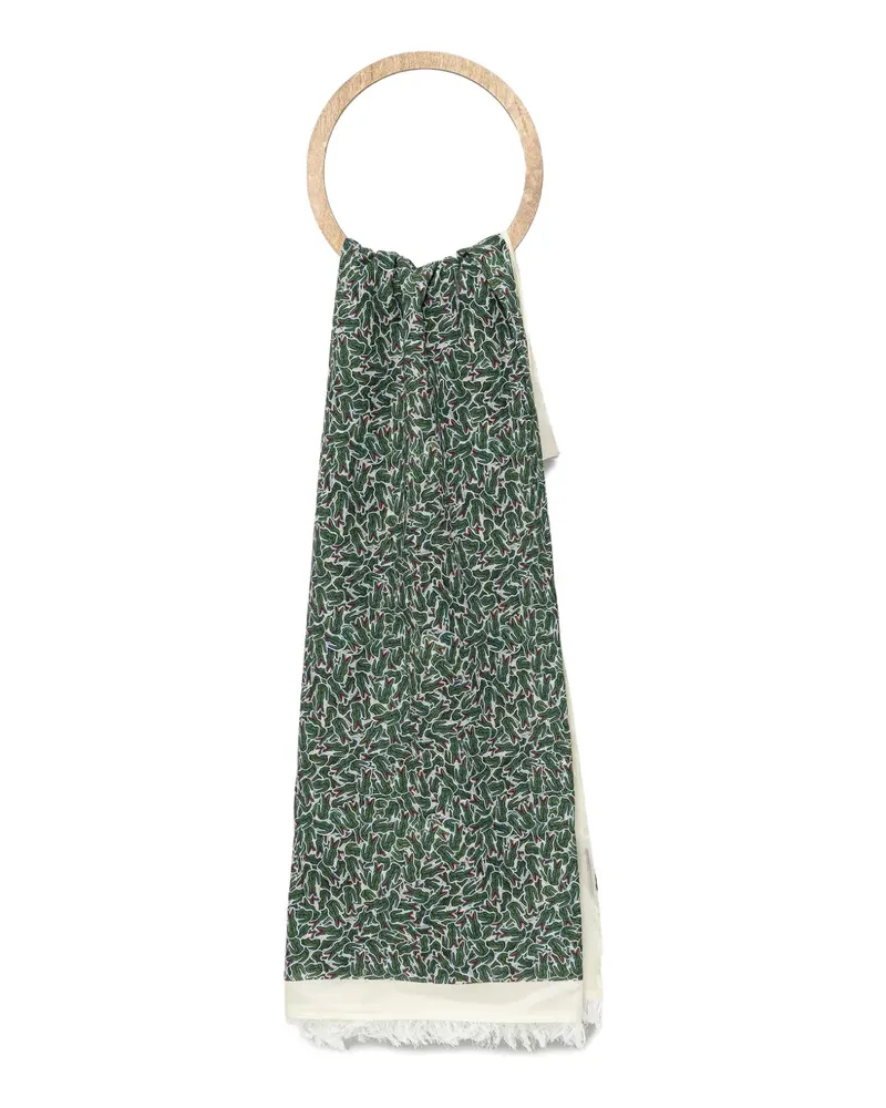 Lacoste crocodile-print fringed scarf - Grün Grün