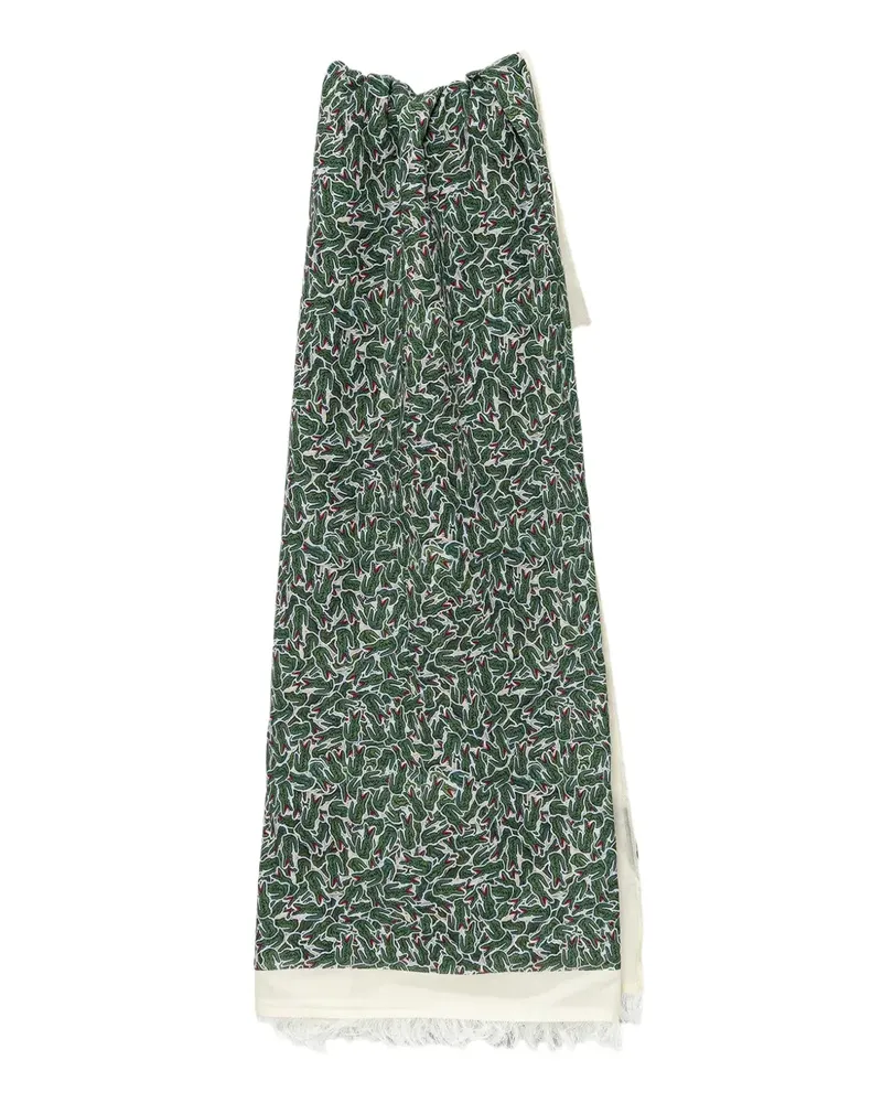 Lacoste Fransenschal mit Kroko-Print - Grün Grün