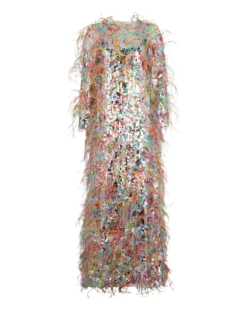 Valentino Garavani sequin feather midi dress - Silber Silber