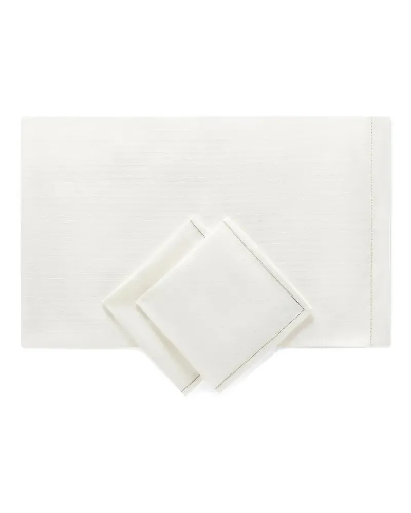Brunello Cucinelli Servietten- und Läufer-Set mit Fischgrätenmuster - Weiß Weiß