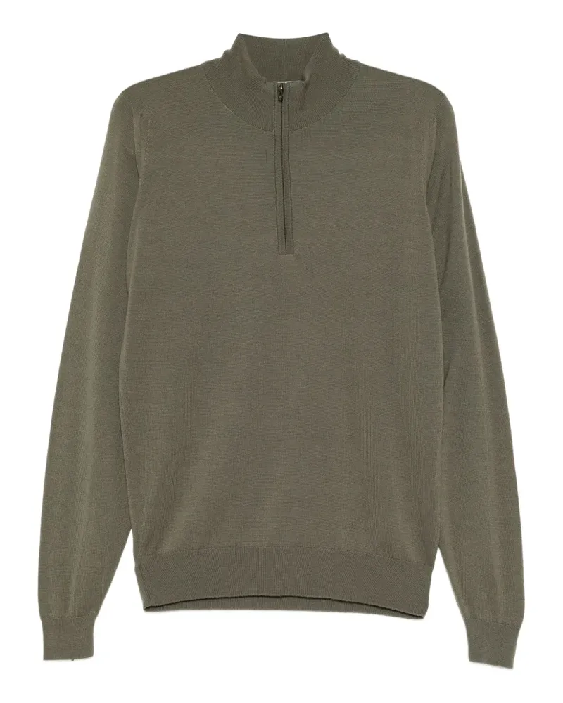 John Smedley Gestrickter Pullover mit Reißverschluss - Grün Grün