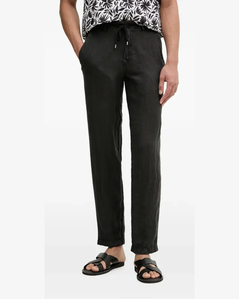 Karl Lagerfeld Gerade Leinenhose mit Kordelzug - Schwarz Schwarz