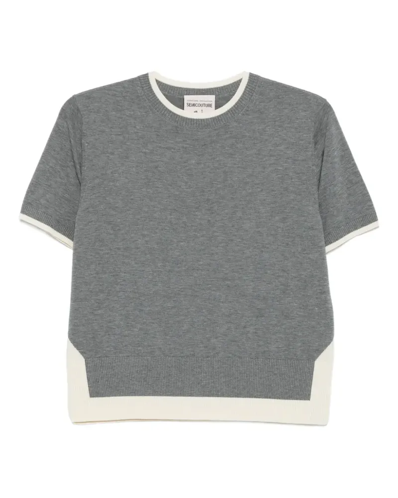 Semicouture panelled-trim T-shirt - Grau Grau