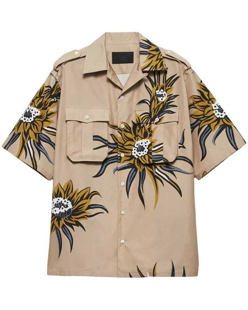 Prada Hemd mit Blumen-Print - Nude Nude