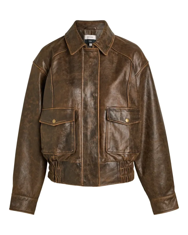 Reformation Daphne leather jacket - Braun Braun