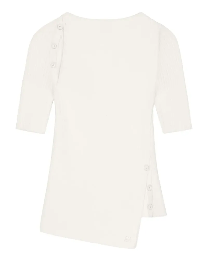 Courrèges Geripptes Strickoberteil mit Cut-Out - Weiß Weiß