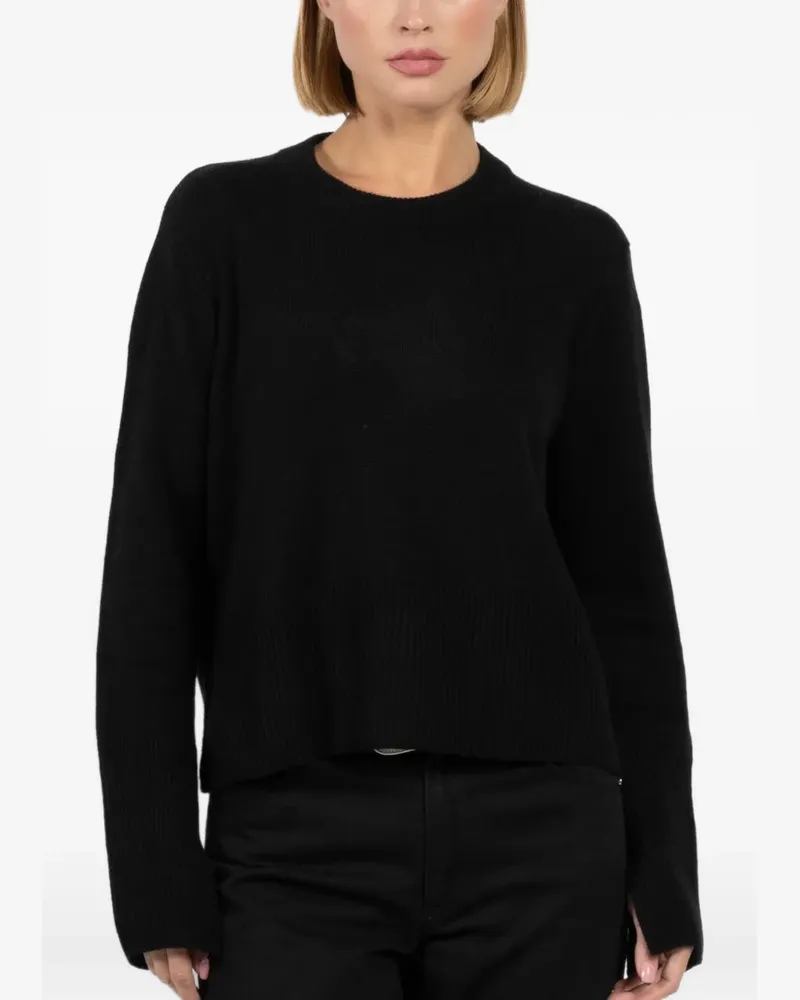 Autumn Cashmere crew neck slit cuff sweater - Schwarz Schwarz