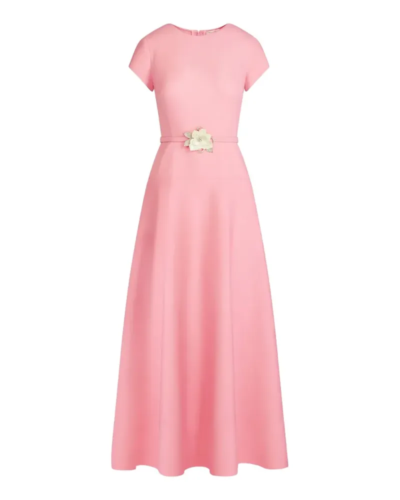 Oscar de la Renta belted short-sleeve midi dress - Rosa Rosa