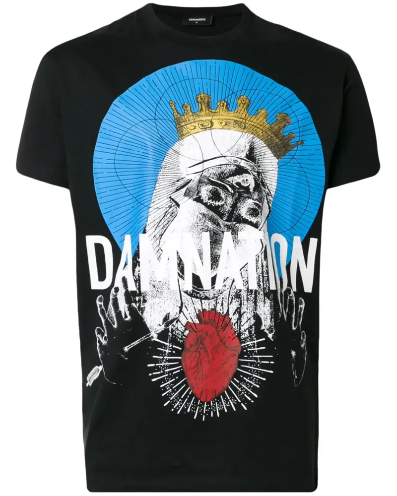 Dsquared2 Damnation T-Shirt mit grafischem Print - Schwarz Schwarz