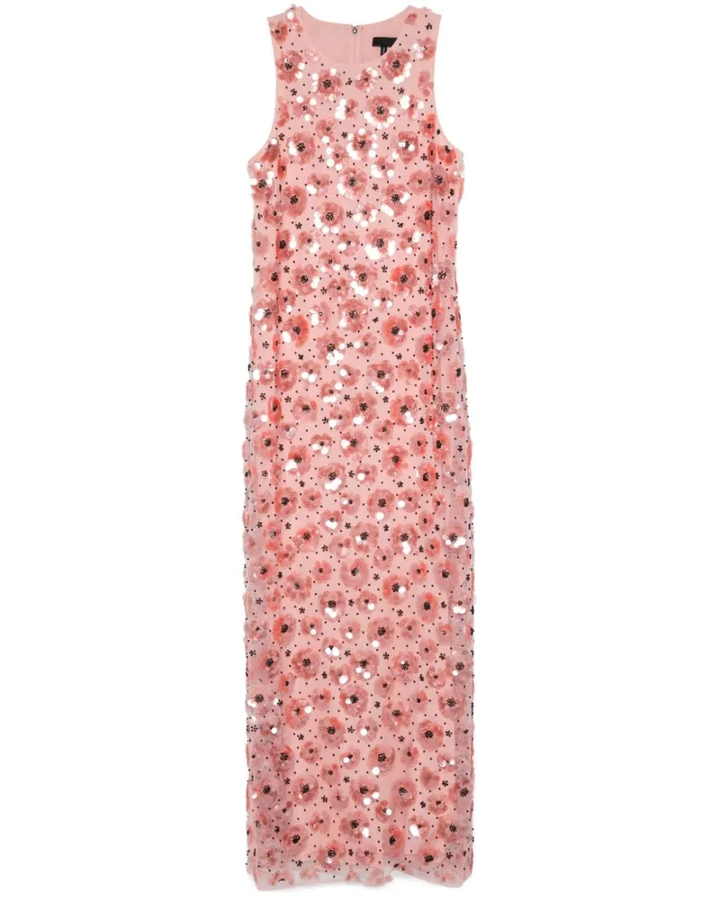 ROTATE Birger Christensen Maxikleid mit Blumenpailletten Rosa