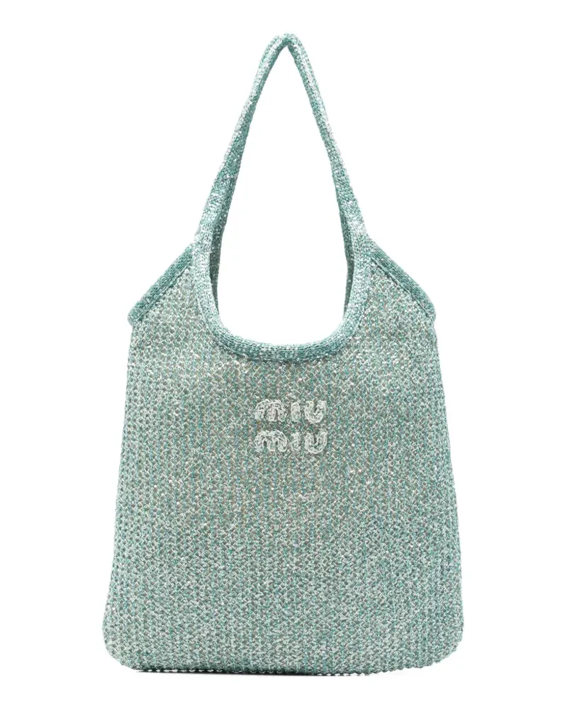 Miu Miu sequin-embellished crochet shoulder bag - Blau Blau