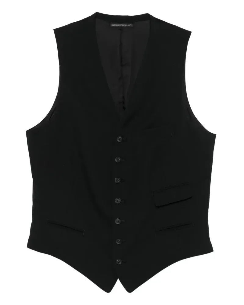 Yohji Yamamoto Weste mit V-Ausschnitt - Schwarz Schwarz