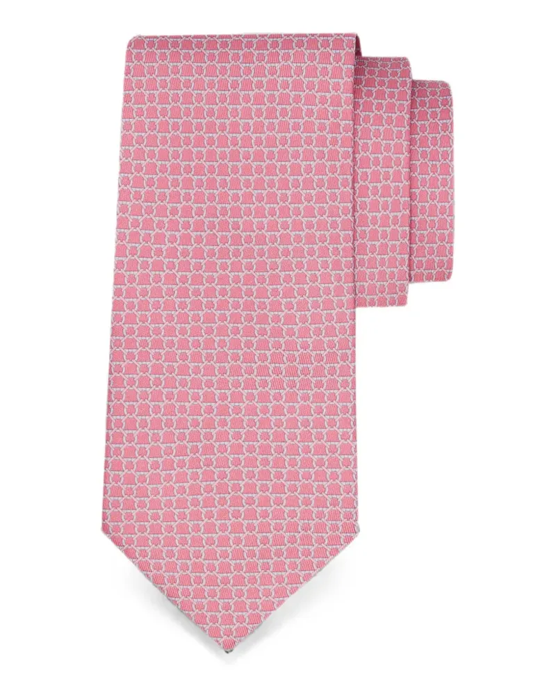 Ferragamo Seidenkrawatte mit Link-Print - Rosa Rosa
