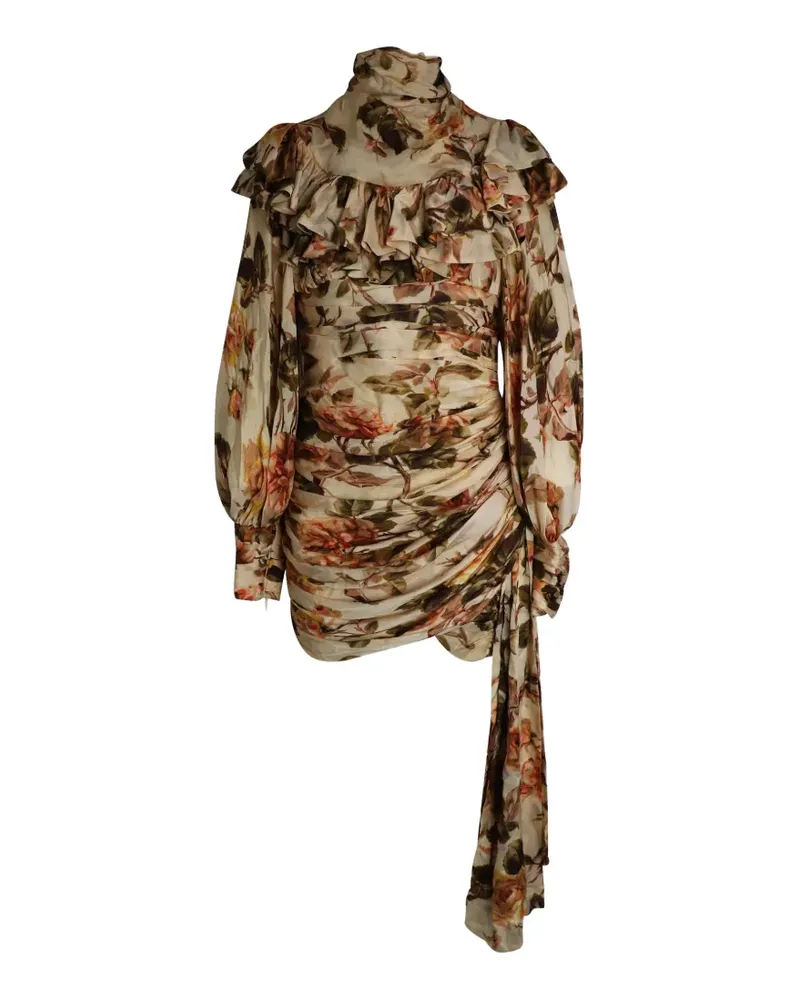 Zimmermann Gerüschtes Resistance Kleid mit Blumenprint - Nude Nude