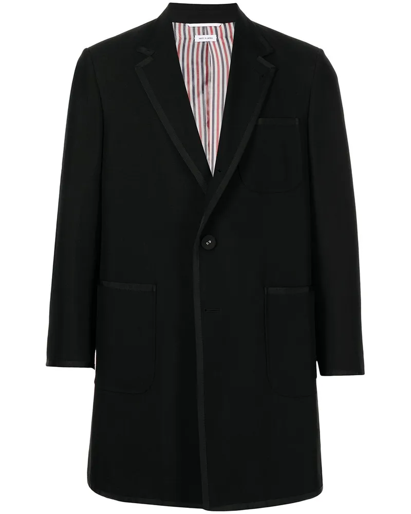 Thom Browne Einreihiger Mantel - Schwarz Schwarz