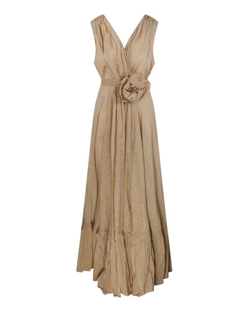 Mes Demoiselles flower-detail V-neck dress - Nude Nude