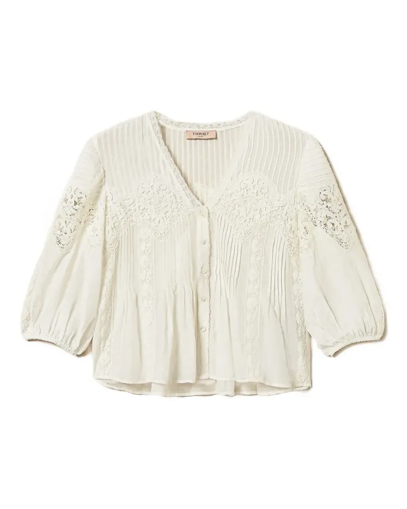 Twin-Set lace-detail shirt - Weiß Weiß