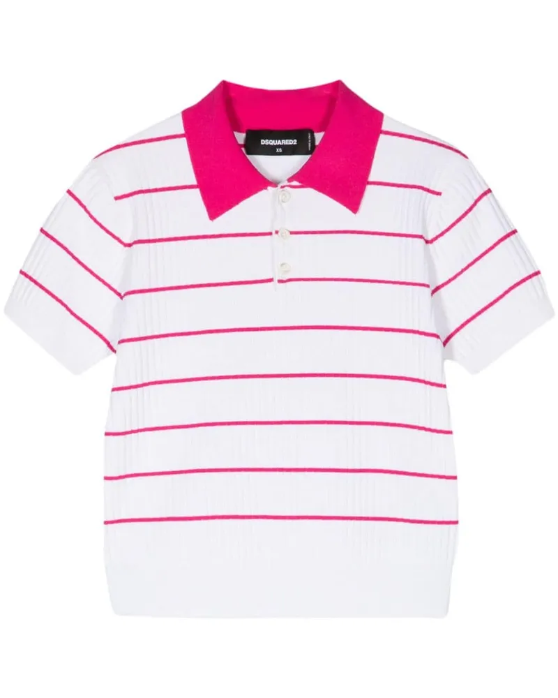 Dsquared2 Gestreiftes Cropped-Poloshirt - Weiß Weiß