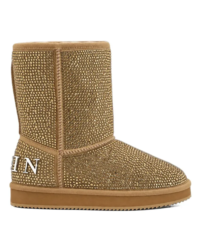 Philipp Plein Winterstiefel mit Strass - Nude Nude