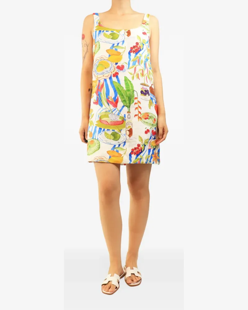 FARM Rio printed linen mini dress - Nude Nude