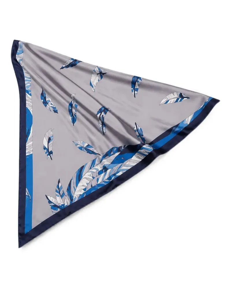 Lancel Schal mit Feder-Print - Grau Grau