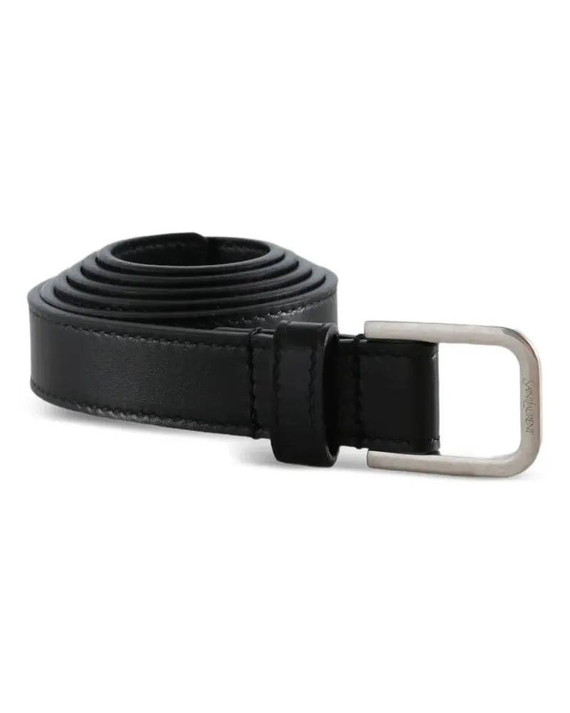 Saint Laurent Schmaler Gürtel aus glattem Leder - Schwarz Schwarz