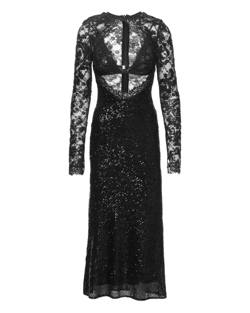 NISSA sequin lace midi dress - Schwarz Schwarz