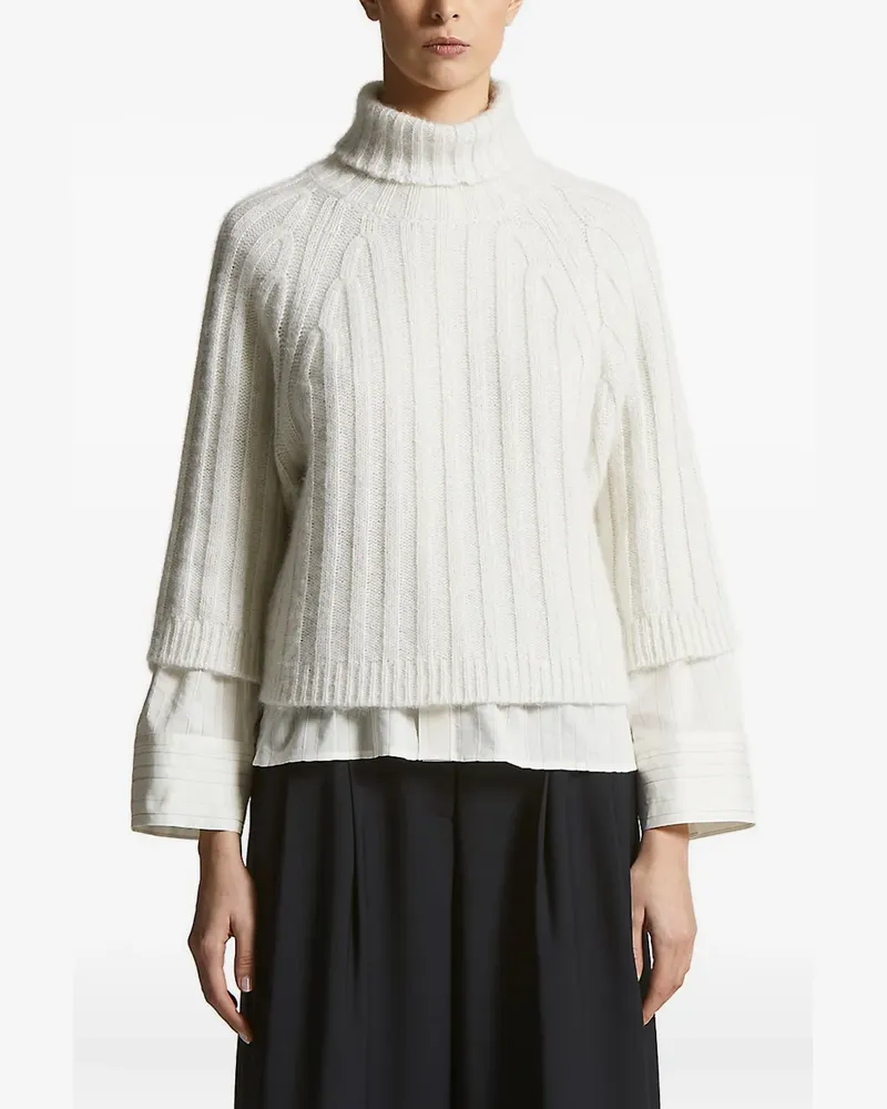 Peserico Gerippter Rollkragenpullover - Weiß Weiß