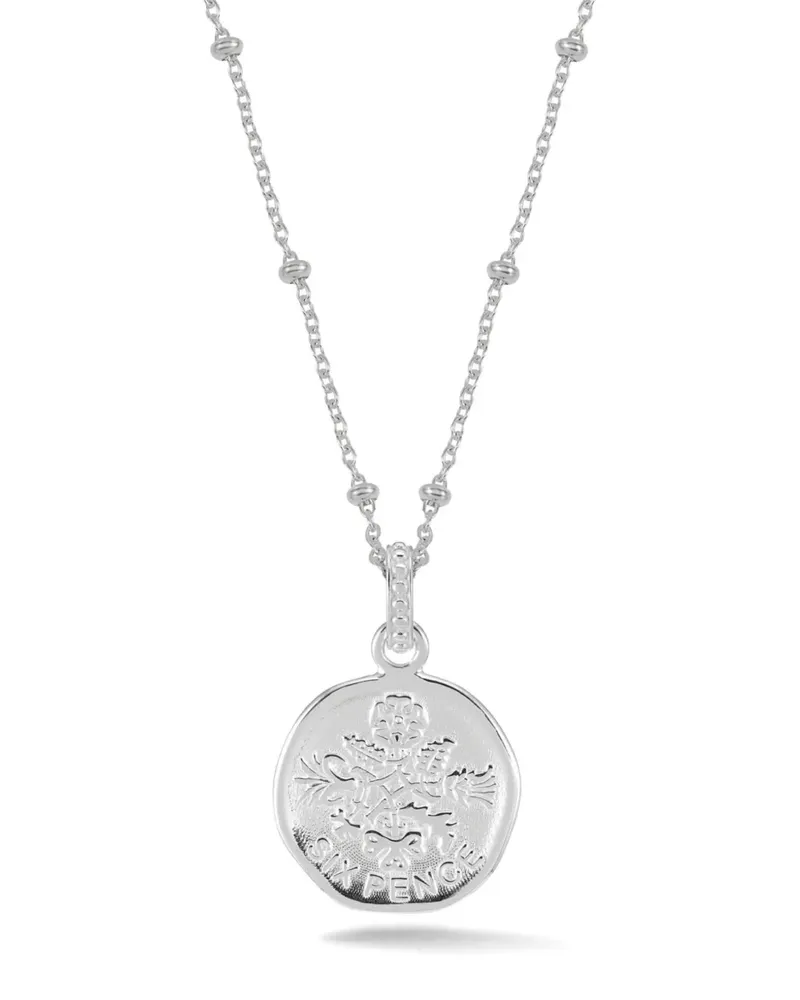 Dower & Hall Lucky Sixpence Halskette - Silber Silber