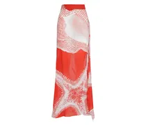 Maxirock mit Muschel-Print - Rot