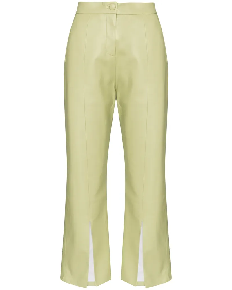 MATÉRIEL Cropped-Hose in Lederoptik - Grün Grün