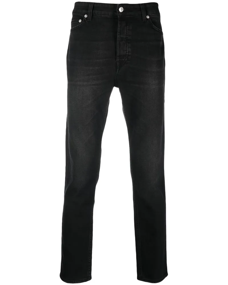 Department 5 Slim-Fit-Jeans mit Logo-Patch - Schwarz Schwarz