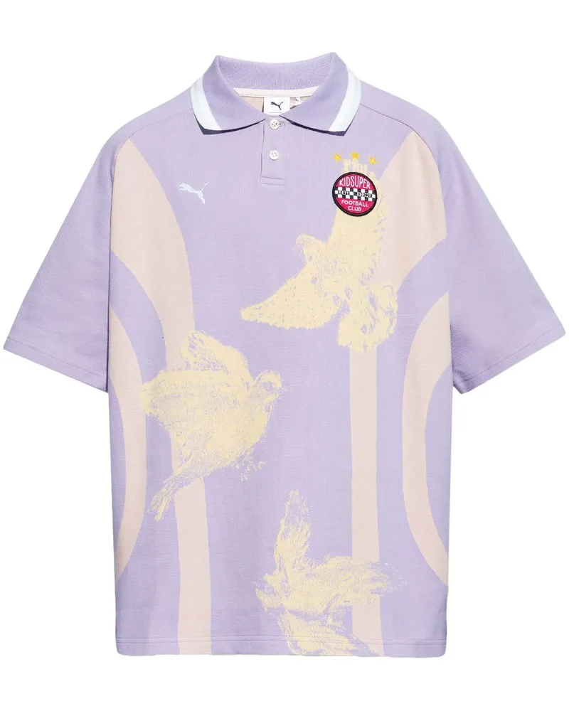 Puma Poloshirt mit Vogel-Print Violett
