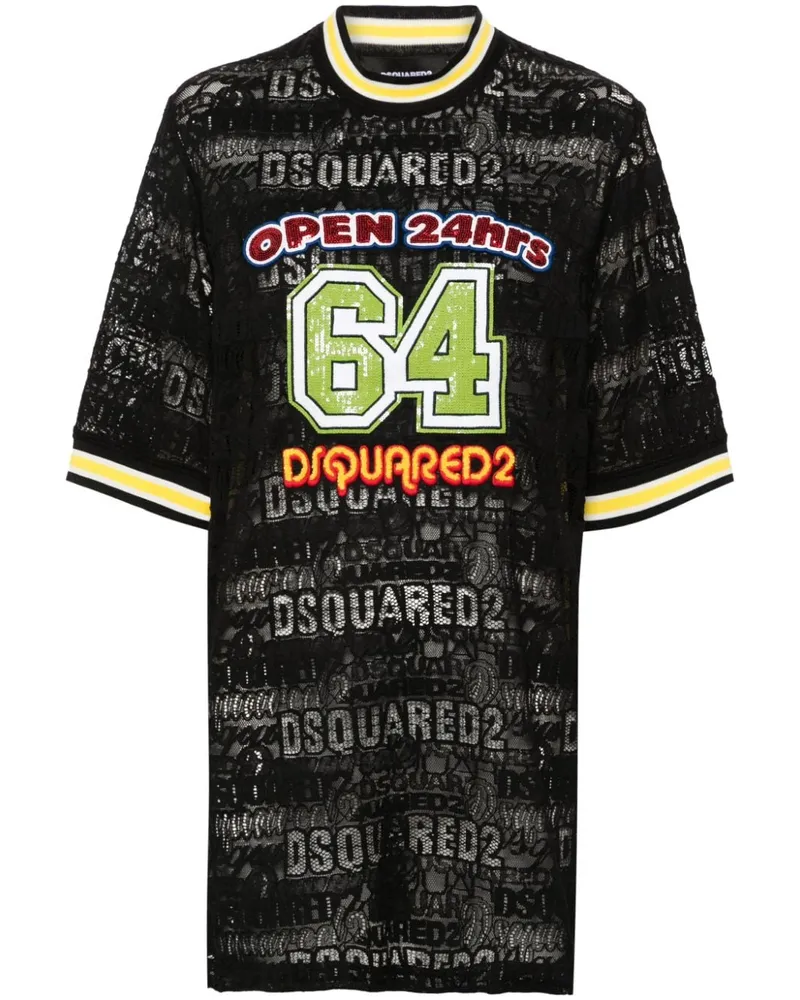 Dsquared2 64 Lacey T-Shirtkleid - Schwarz Schwarz