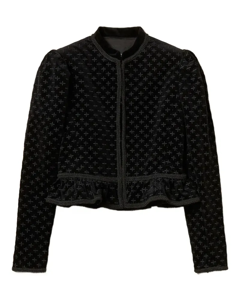 Twin-Set Bestickter Sakko aus Samt - Schwarz Schwarz