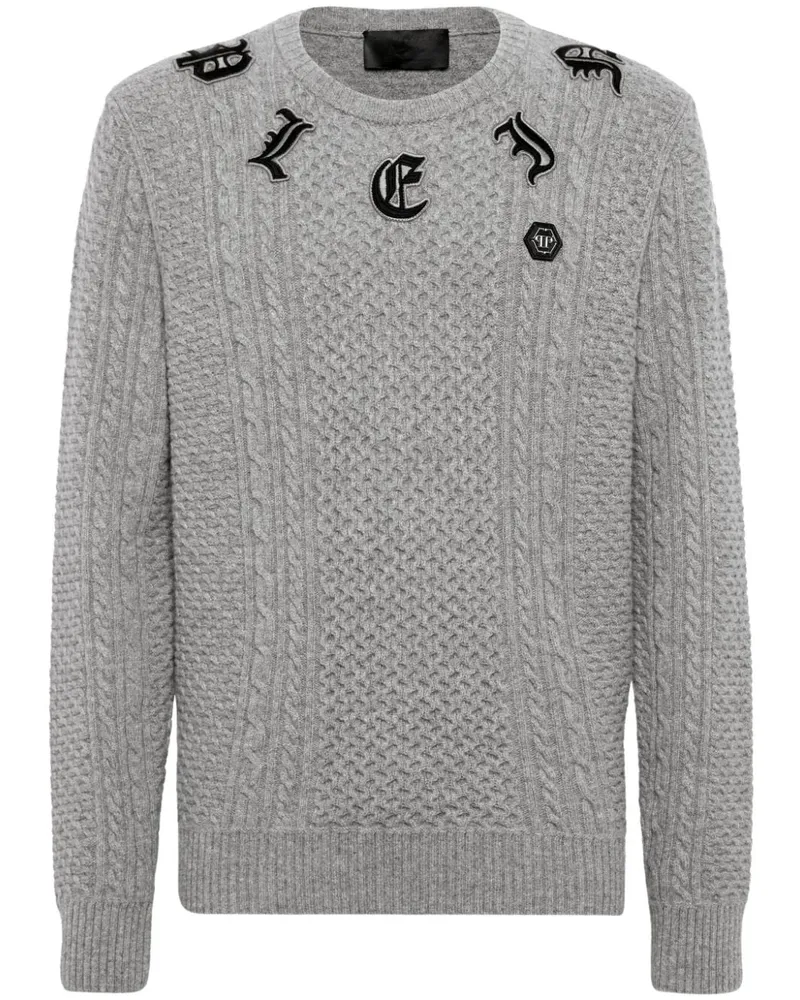Philipp Plein Strickkleid mit Logo-Applikation - Grau Grau