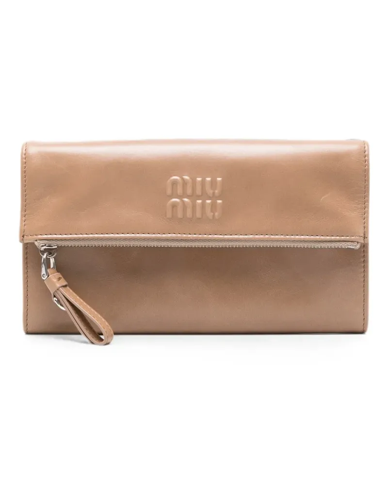 Miu Miu logo-embossed leather cross body bag - Braun Braun