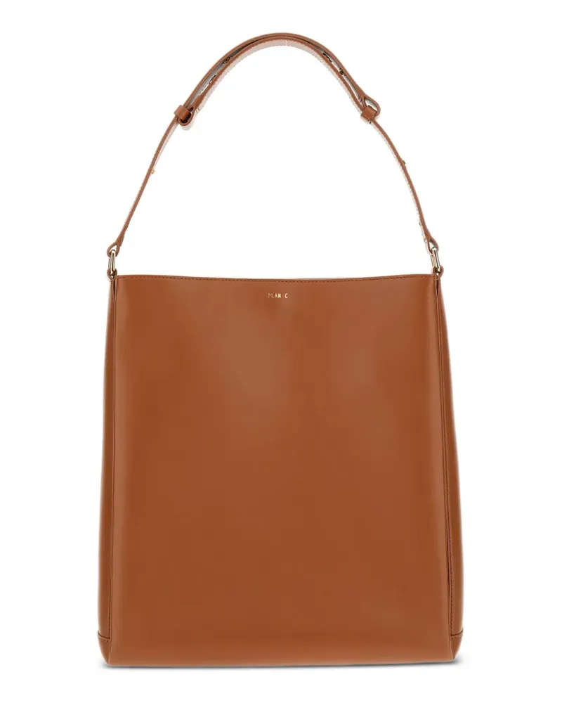 PLAN C Schultertasche aus Leder - Braun Braun