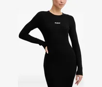 Geripptes Maxikleid - Schwarz