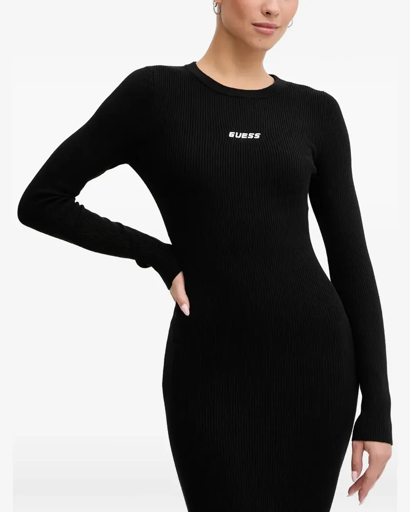 Guess long-sleeve ribbed maxi dress - Schwarz Schwarz