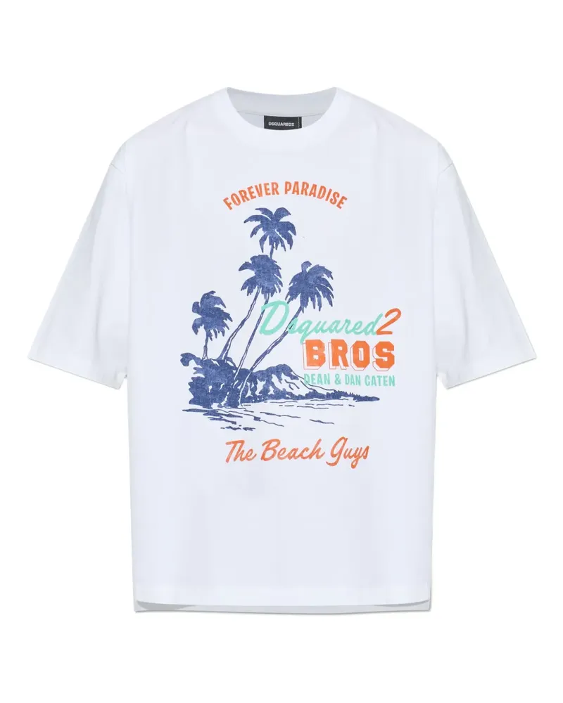 Dsquared2 T-Shirt mit tropischem Print - Weiß Weiß