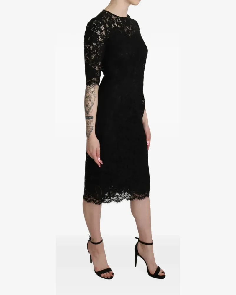 Dolce & Gabbana Spitzenkleid mit Blumenmuster - Schwarz Schwarz