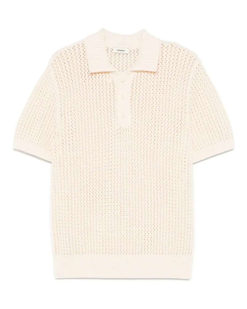 Sandro Poloshirt mit Lochstrickmuster - Nude Nude