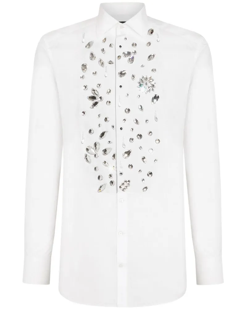 Dolce & Gabbana Hemd mit Strassverzierung - Weiß Weiß