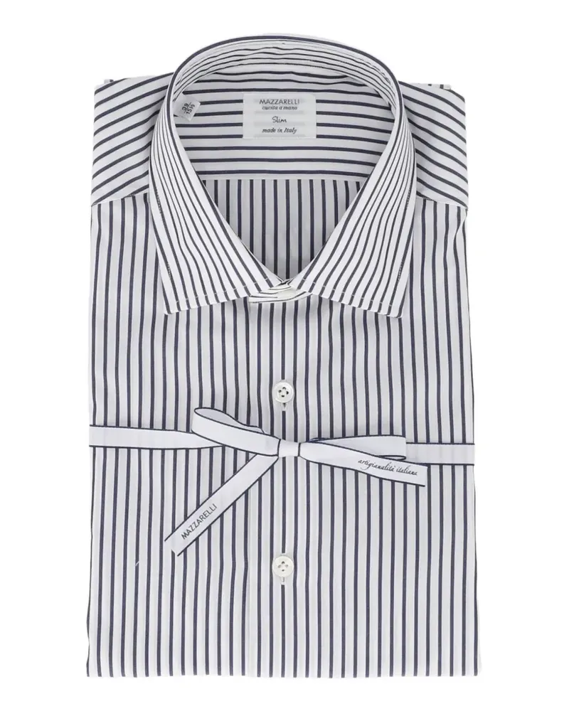 MAZZARELLI Gestreiftes Slim-Fit-Hemd - Blau Blau