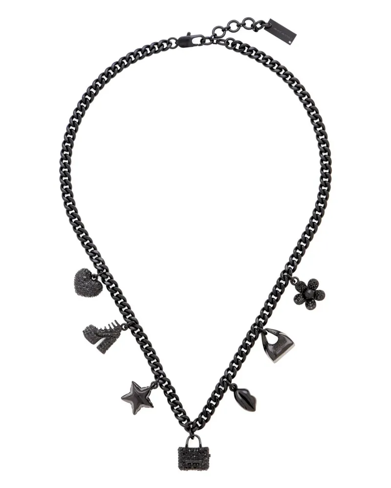 Marc Jacobs The Mini Icon Halskette mit Pavé-Anhängern - Schwarz Schwarz