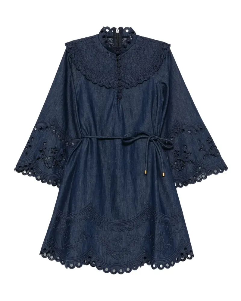Zimmermann broderie-anglaise belted dress - Blau Blau