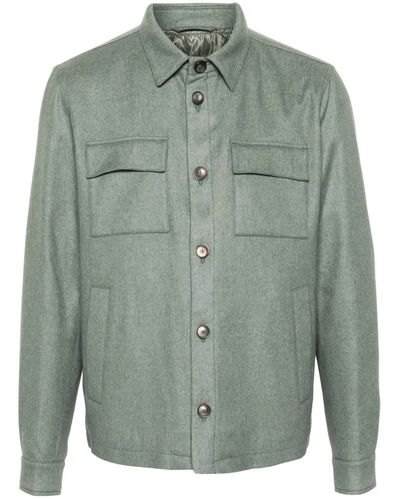Herno Hemdjacke mit Knopfleiste - Grün Grün