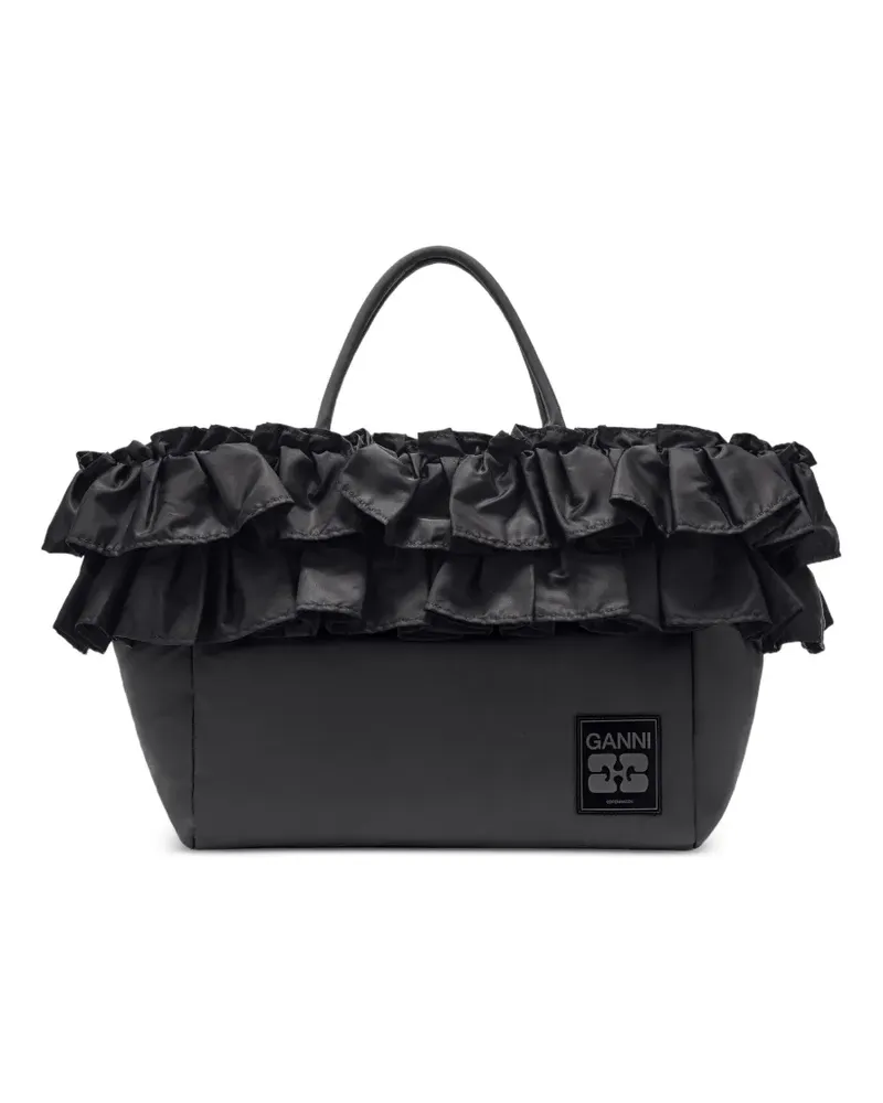 Ganni Schultertasche mit Rüschendetail - Schwarz Schwarz