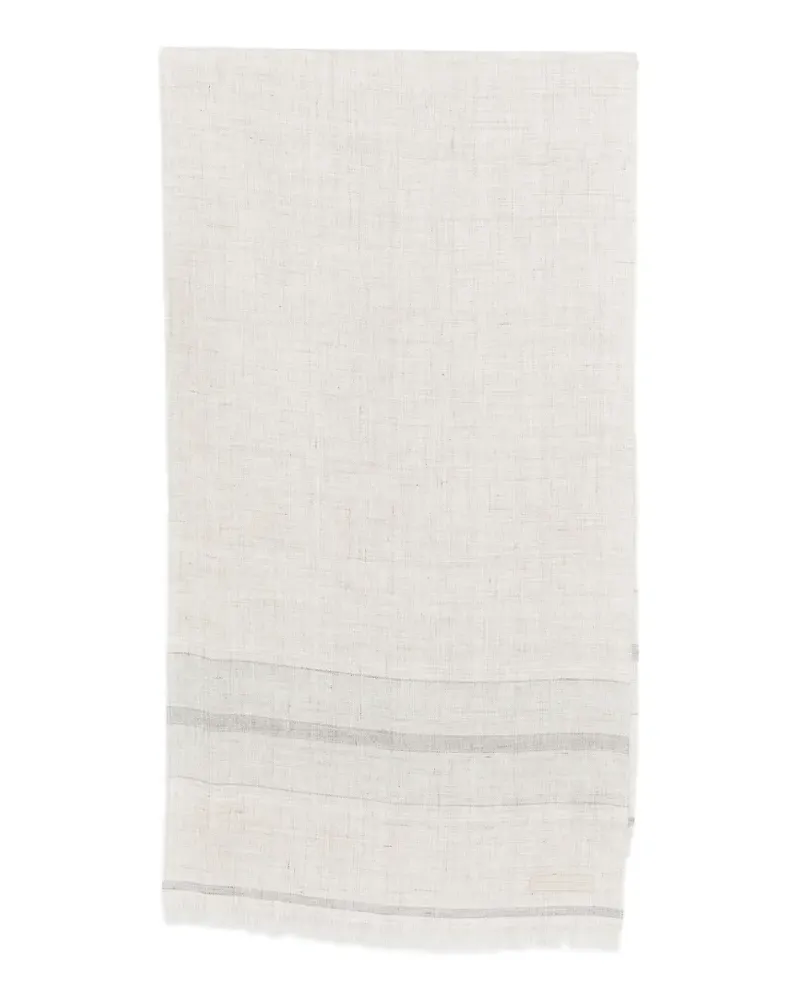Ermenegildo Zegna striped fringe scarf - Nude Nude